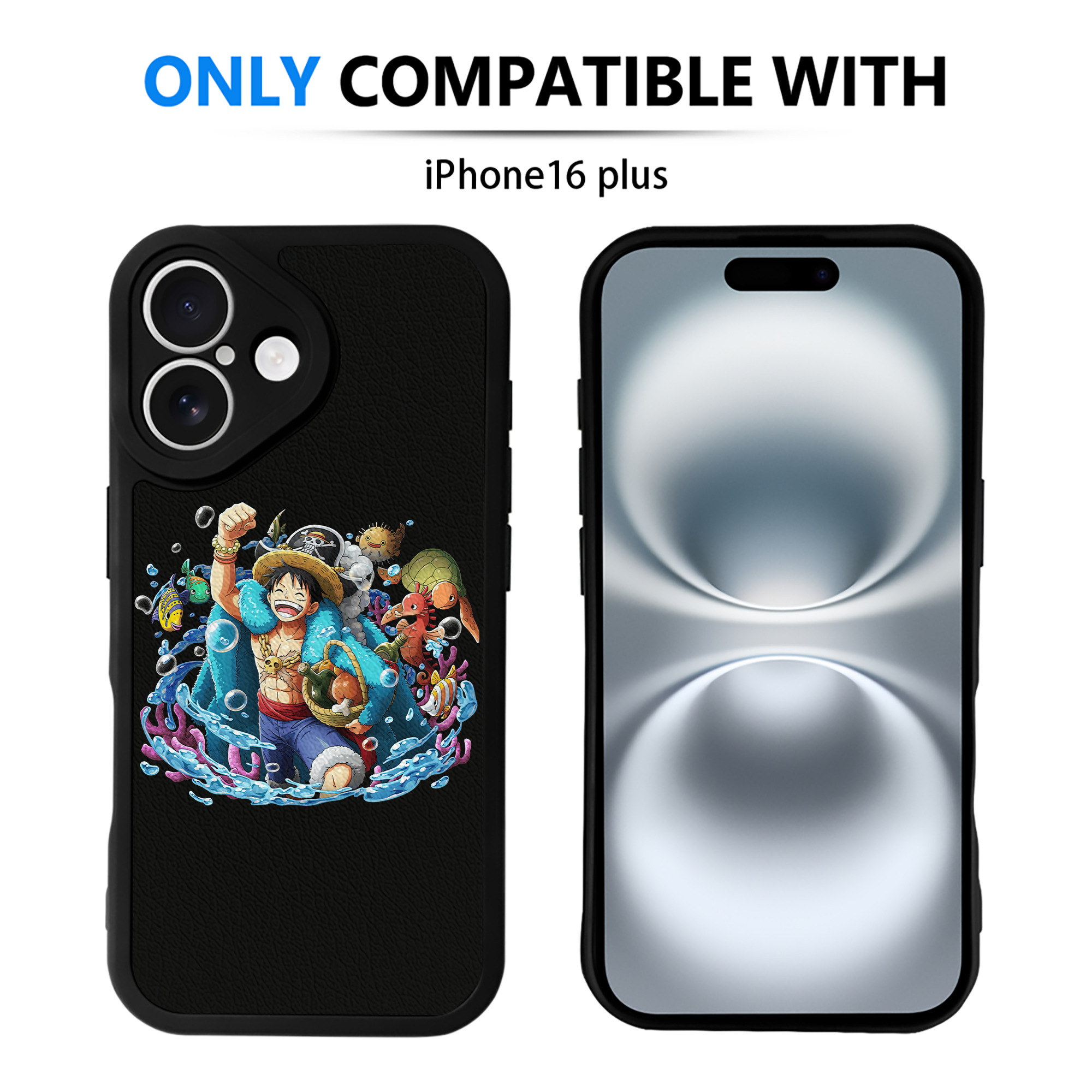 （画像用） ワンピース モンキー・D・ルフィ ONE PIECE Monkey D. Luffy 【iPhone 16シリーズ対応】シリコンスマホケース（レザー調） 材質：シリコン
